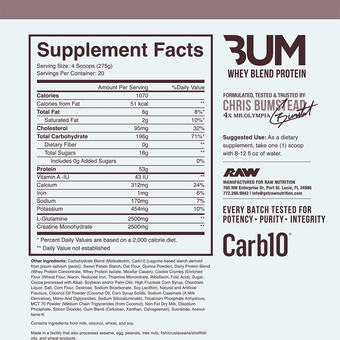 Raw Nutrition: BUM Mass Gainer