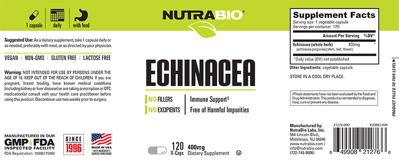 NutraBio: Echinacea (400mg)