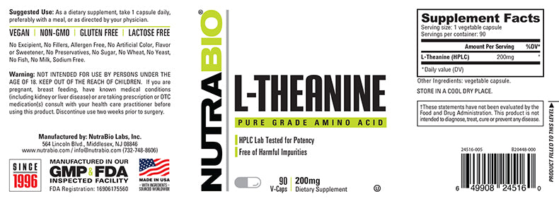 NutraBio: L-Theanine (200mg)